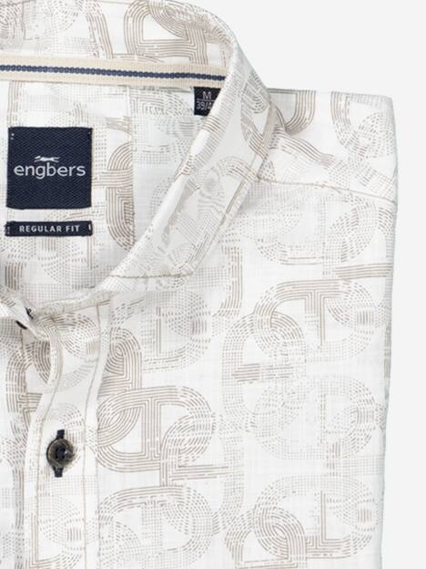 engbers Herren Langarm-Hemd gemustert , Braunbeige