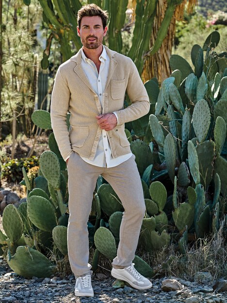 Herren Strick-Sakko strukturiert , Sand