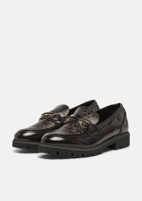 Loafer in Leder-Optik mit Schmuck-Detail