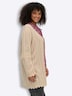 Long-Strickjacke Longstrickjacke mit Ajourmuster Langarm Ohne Kragen