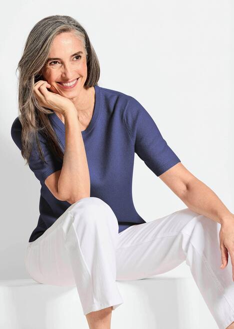 GOLDNER Pullover van kasjmier met ronde hals Pullover van kasjmier met korte mouwen en ronde hals