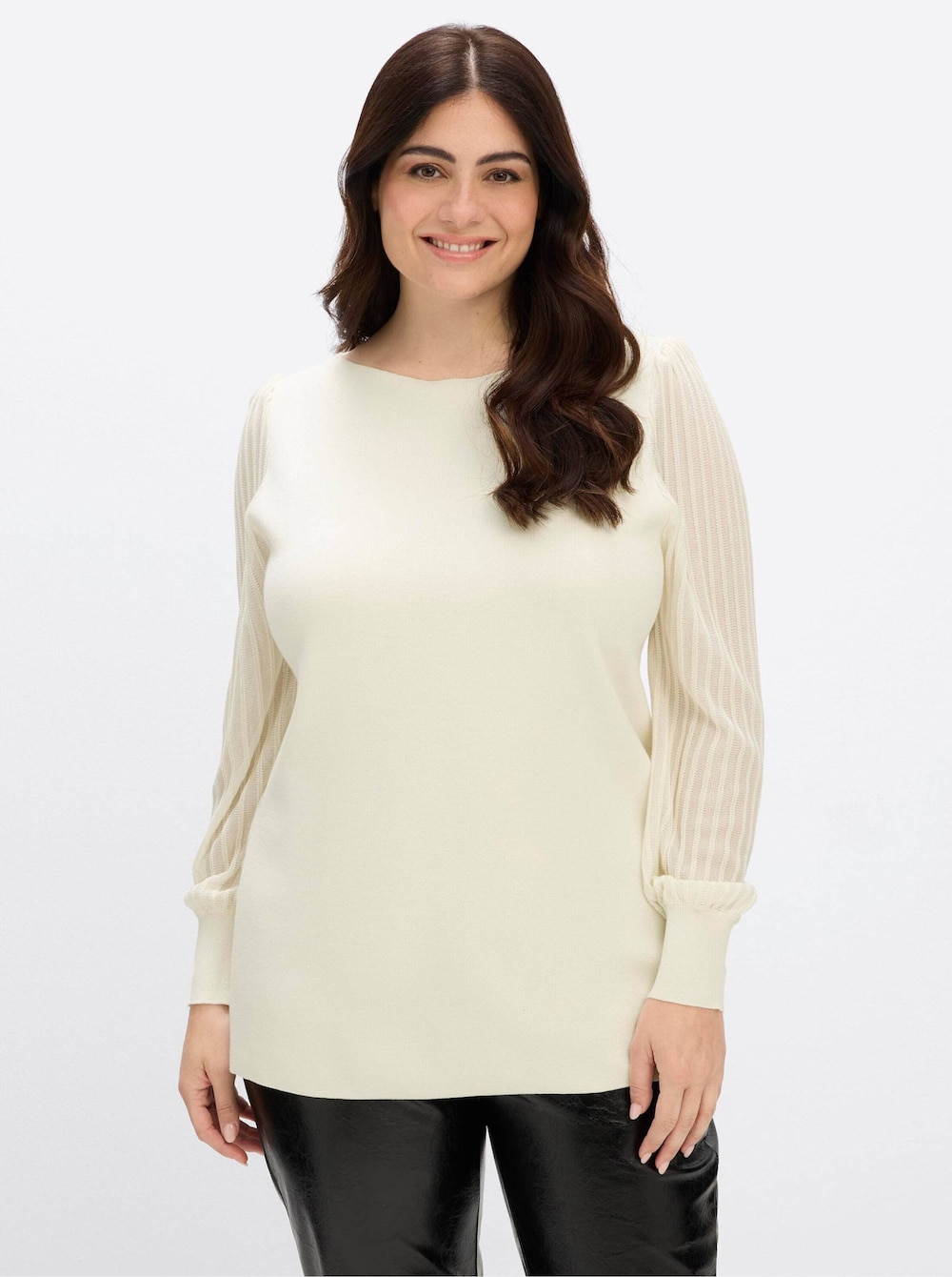 Langarm-Pullover Langarm-Pullover mit Ballonärmeln Langarm Ohne Kragen