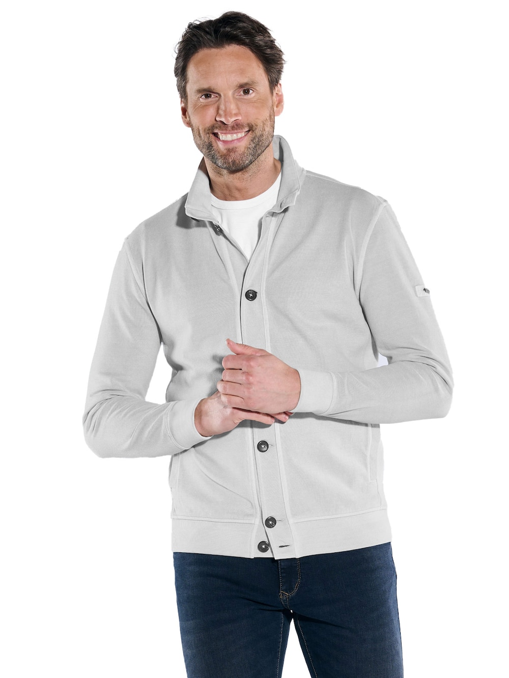Sweatjacke mit Knopfleiste