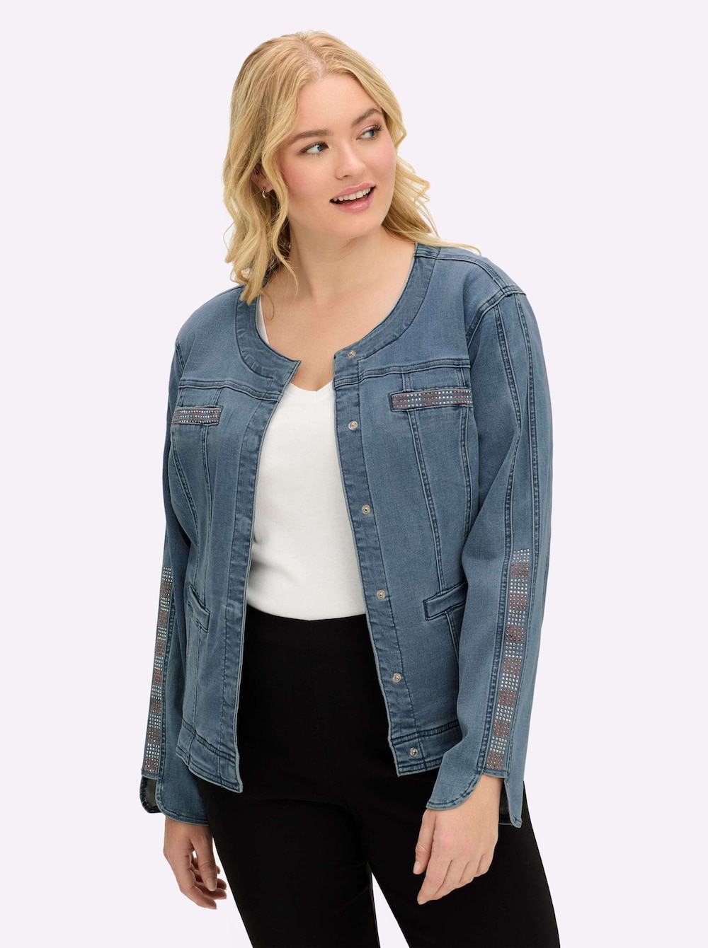 Blazer Langarm Uni Ohne Kragen