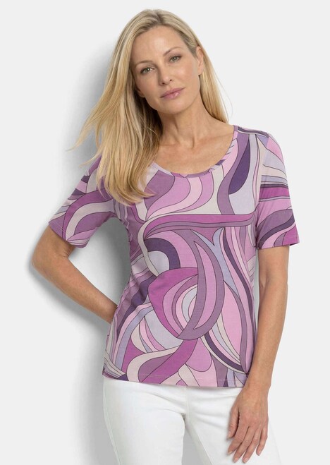 Viscose shirt met kunstzinnige all-over print