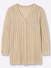 Long-Strickjacke Longstrickjacke mit Ajourmuster Langarm Ohne Kragen