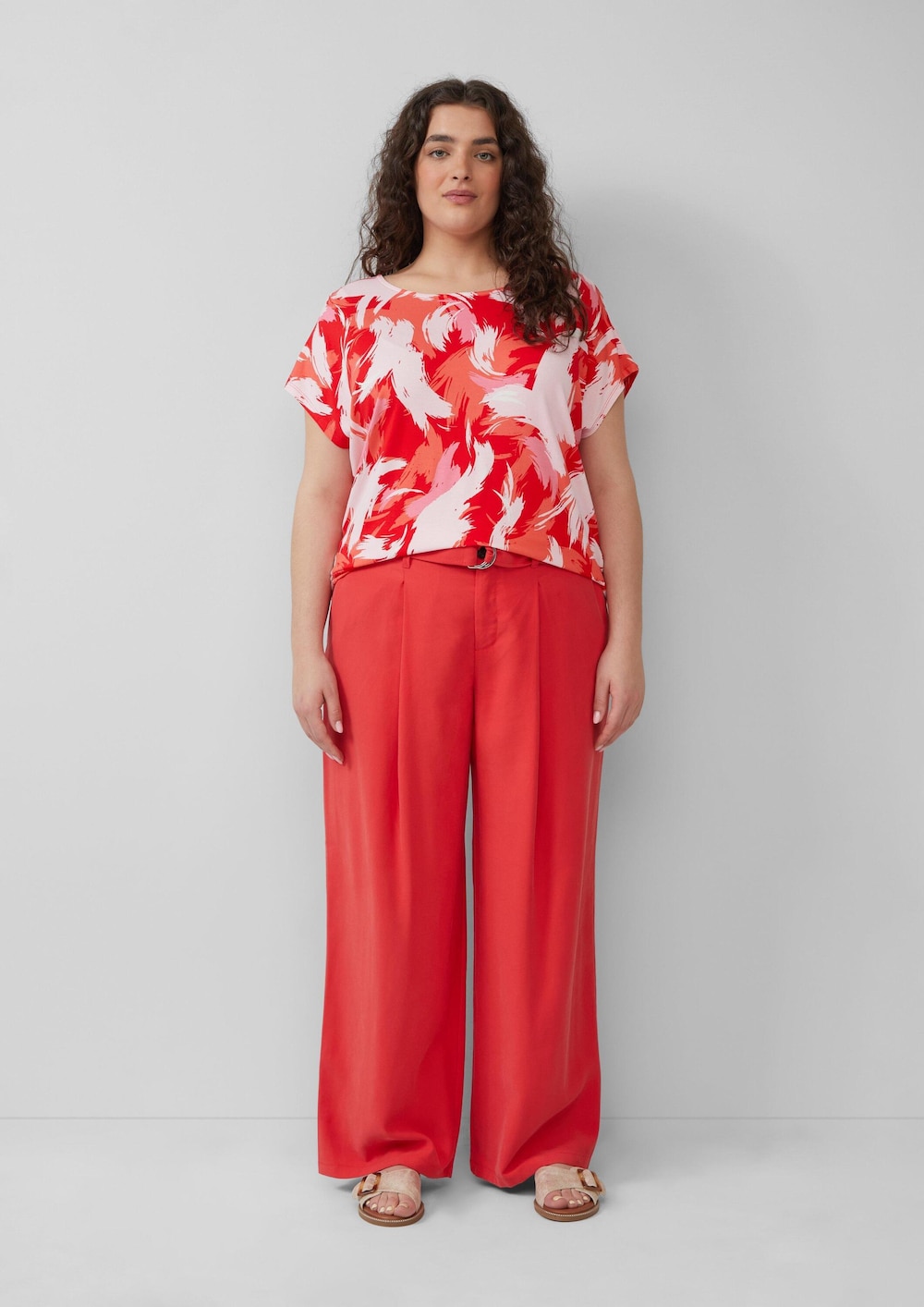 Wide-Leg-Hose aus Viskosemix mit Stoffgürtel