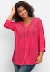 Longbluse 3/4-Arm Uni Ohne Kragen