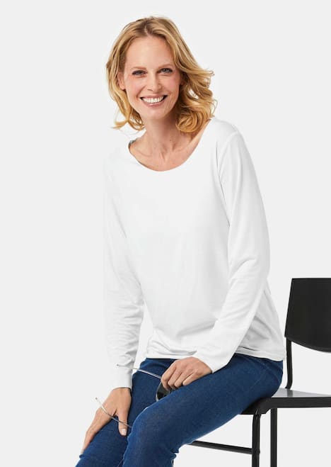 Langarmshirt mit tonaler Zierkante