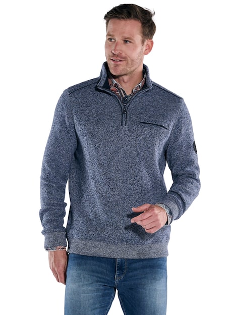 engbers Herren Sweatshirt mit Stehkragen , Mittelblau