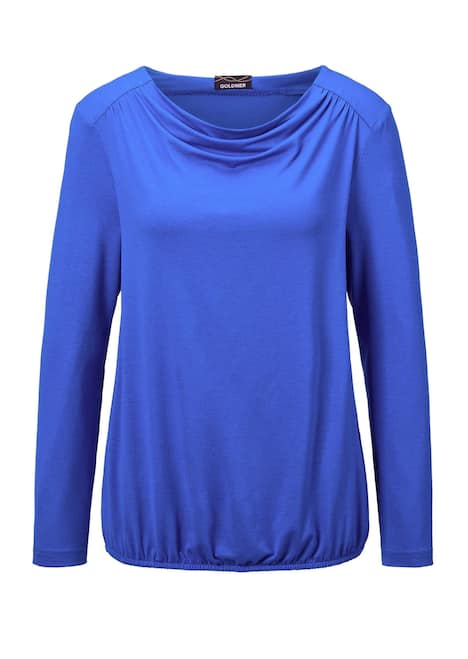 Langarmshirt mit Wasserfallausschnitt