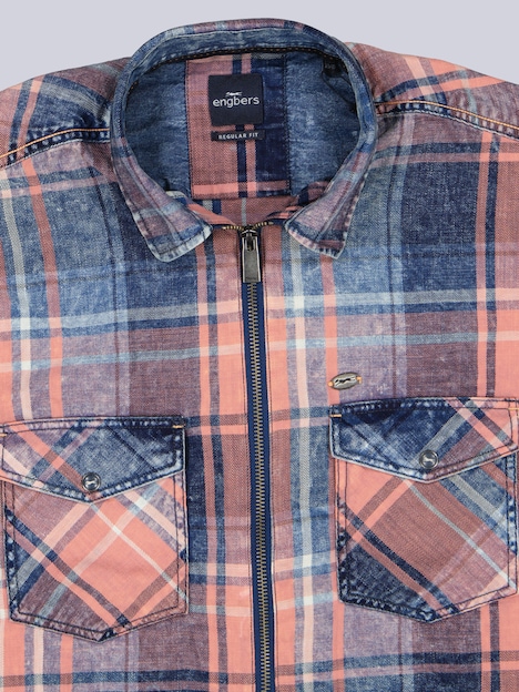 Herren Kurzarm-Overshirt mit Vintage-Effekt , Hellorange