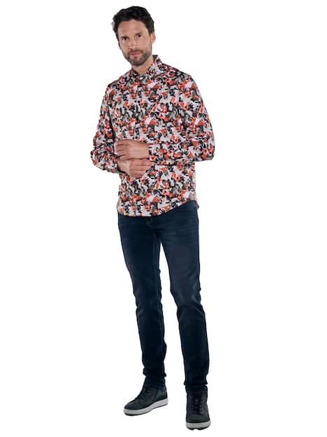 engbers Herren Langarm-Hemd gemustert , Orange