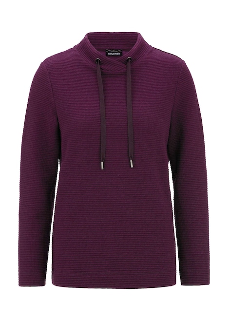Langarm Viskose-Pullover, Stehbund