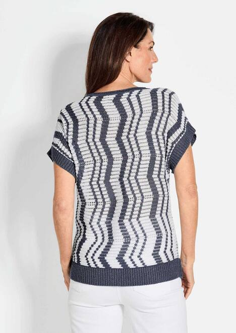 Halbarmpullover mit Lochstruktur