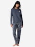 Schiesser Damen Pyjamaoberteil Mix Relax blaugrau