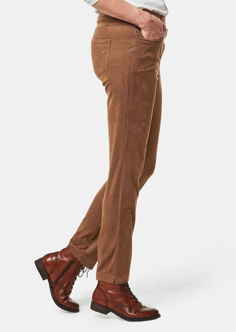 Bi-elastische Hose in superweichem Veloursleder-Look