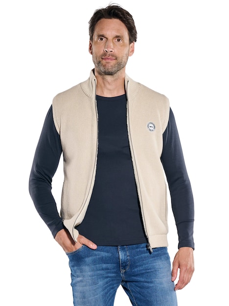 Herren Wende-Strickweste mit Reißverschluss , Creme