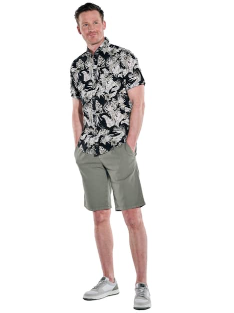 engbers Herren Kurzarm-Hemd gemustert , Oliv
