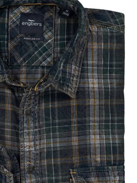 engbers Herren Langarm-Hemd aus Cord , Indigoblau