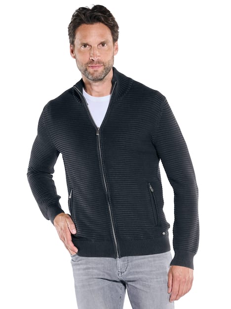 engbers Herren Strickjacke strukturiert , Anthrazit