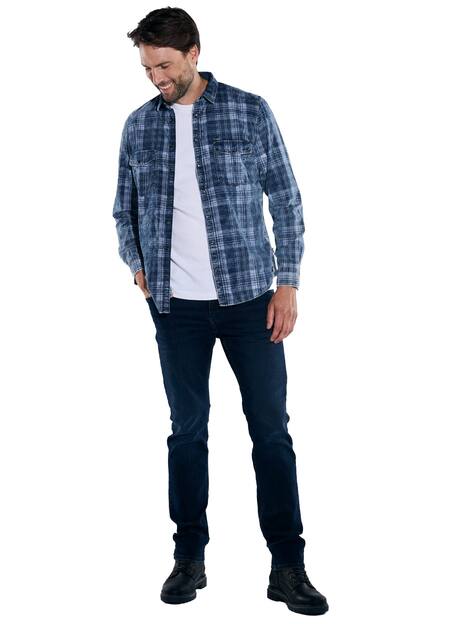 engbers Herren Langarm-Hemd kariert , Indigoblau