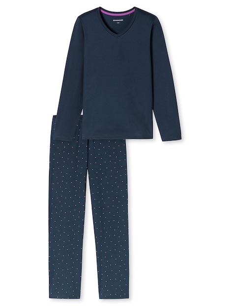 Schiesser Damen Schlafanzug Casual Essentials deepblue