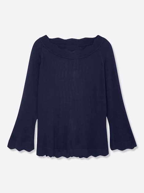 Pullover Langarm Jersey Uni Ohne Kragen