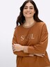 Sweatshirt Sweatshirt mit Glitzer-Details Langarm Ohne Kragen