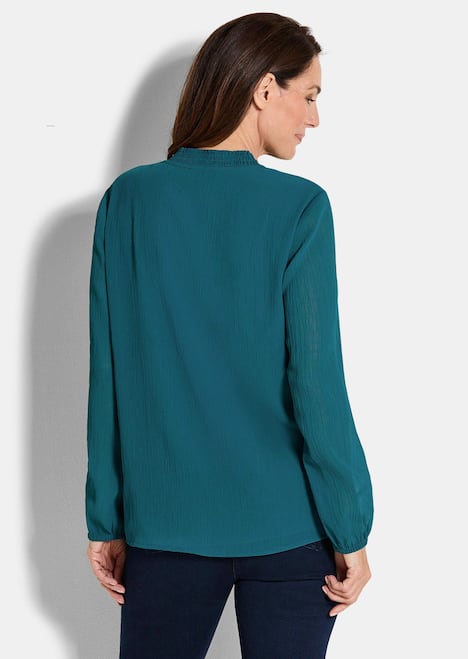 GOLDNER Blouse Chiffon blouse met vrouwelijke halslijn