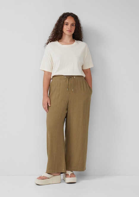 Wide Leg-Hose aus Leinenmix