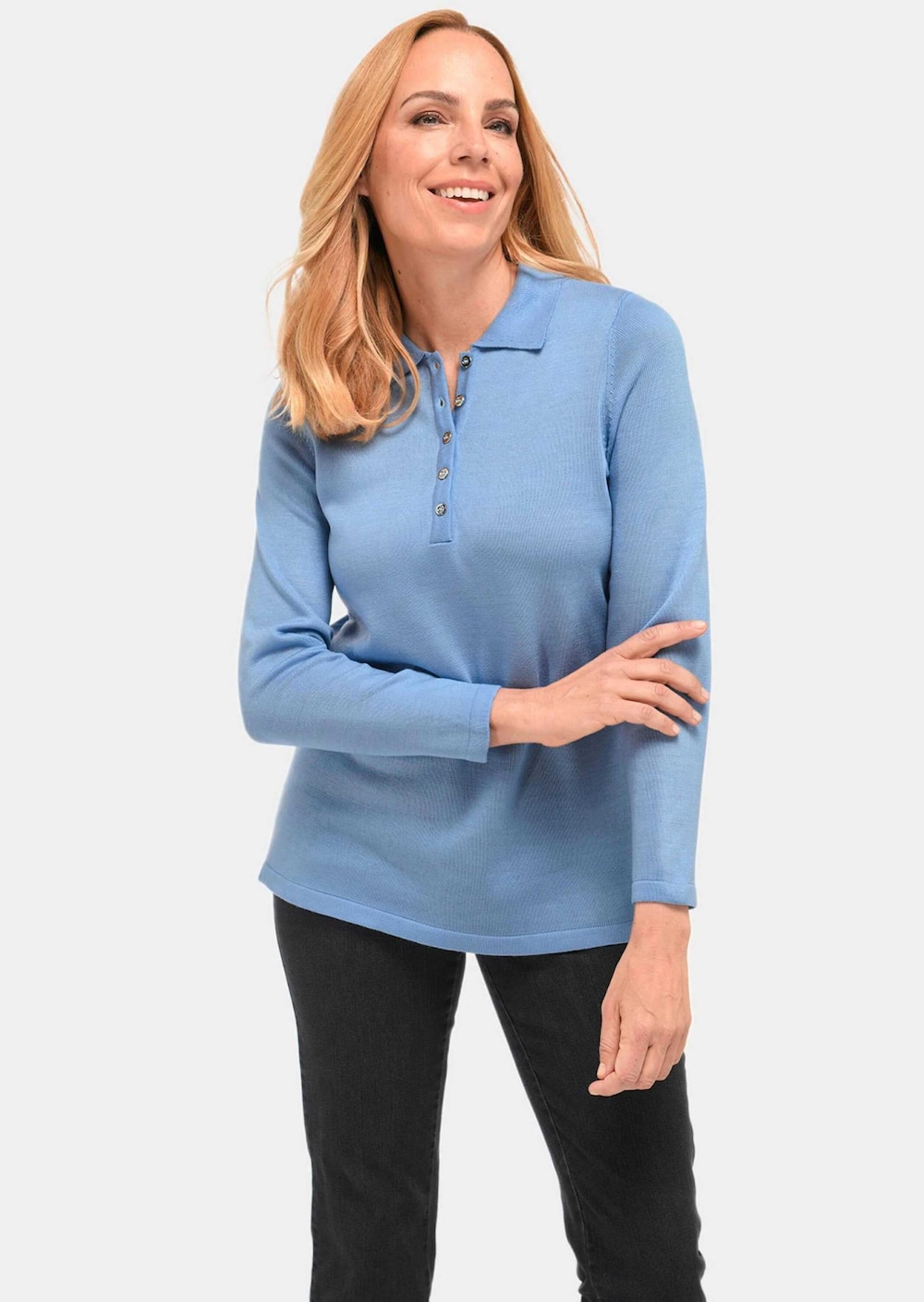 Kurzgröße - Unkomplizierter Pullover mit Polokragen