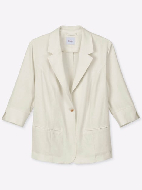 Leinen-Blazer 3/4-Arm Reverskragen