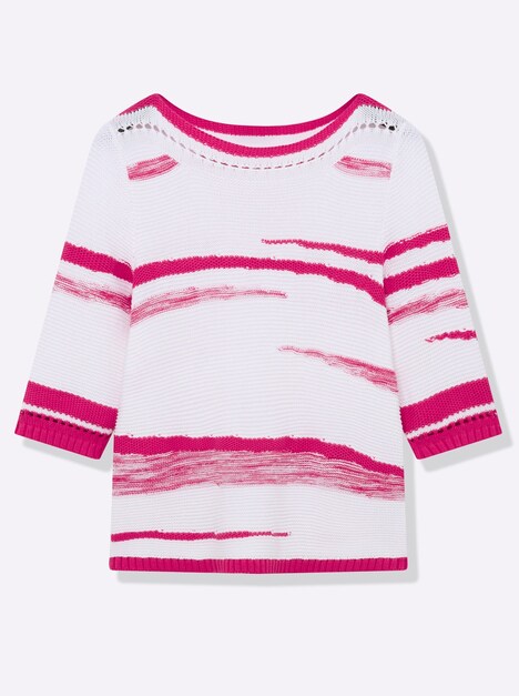 Pullover 3/4-Arm Links-Strick Sonstiges Muster Ohne Kragen