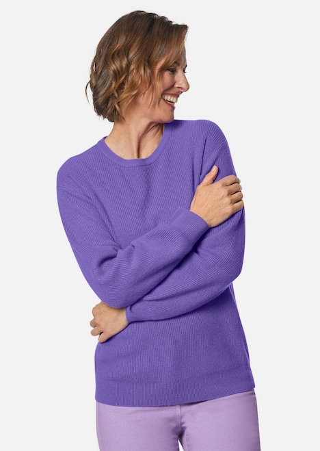 Kaschmirpullover in Patentstrick mit Rundhals