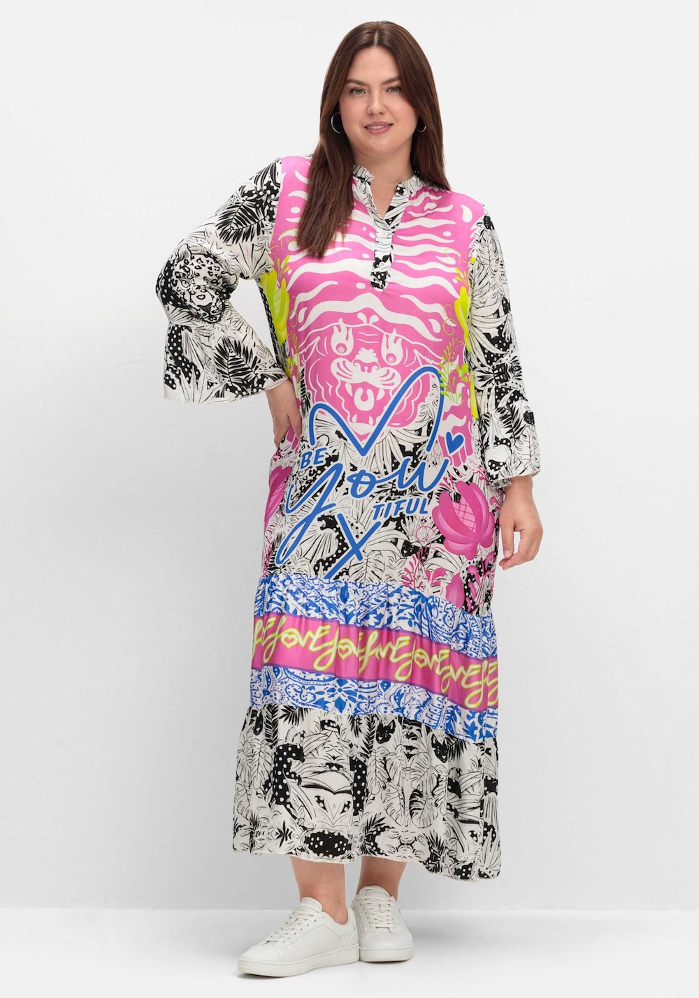 Maxikleid 3/4-Arm Sonstiges Muster