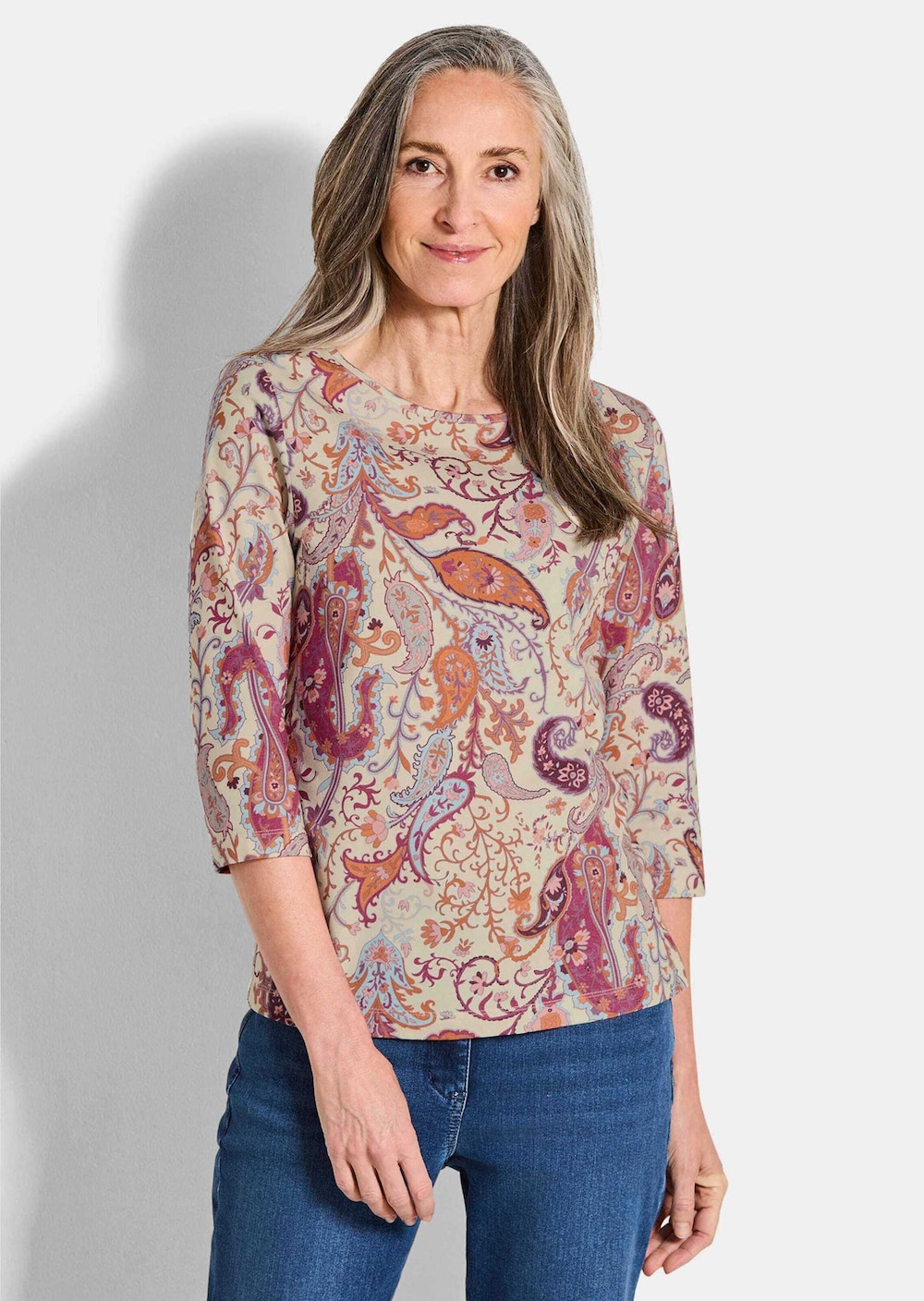 Florales Jerseyshirt, Paisley-Muster