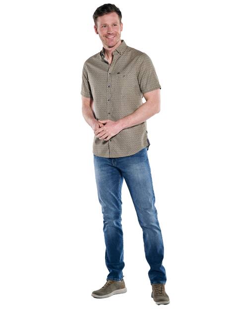 engbers Herren Kurzarm-Hemd gemustert , Sand