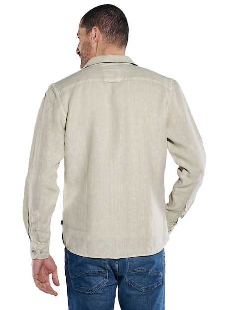 Herren Langarm-Hemd aus Leinen , Creme