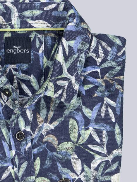 engbers Herren Kurzarm-Hemd gemustert , Saphirblau