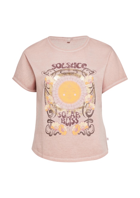 Gewaschenes Oversize-Shirt mit Frontprint