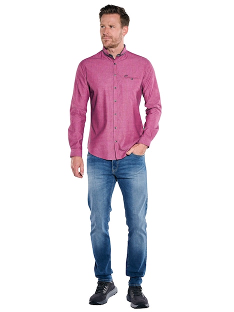 Herren Hemd uni , Feuerrot