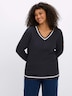 Langarm-Pullover Langarm-Pullover mit Kontrast-Details Langarm