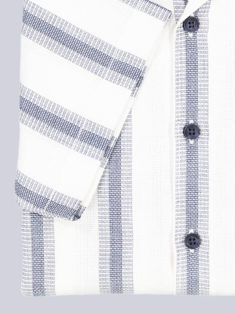 engbers Herren Kurzarm-Hemd gestreift , Naturweiss