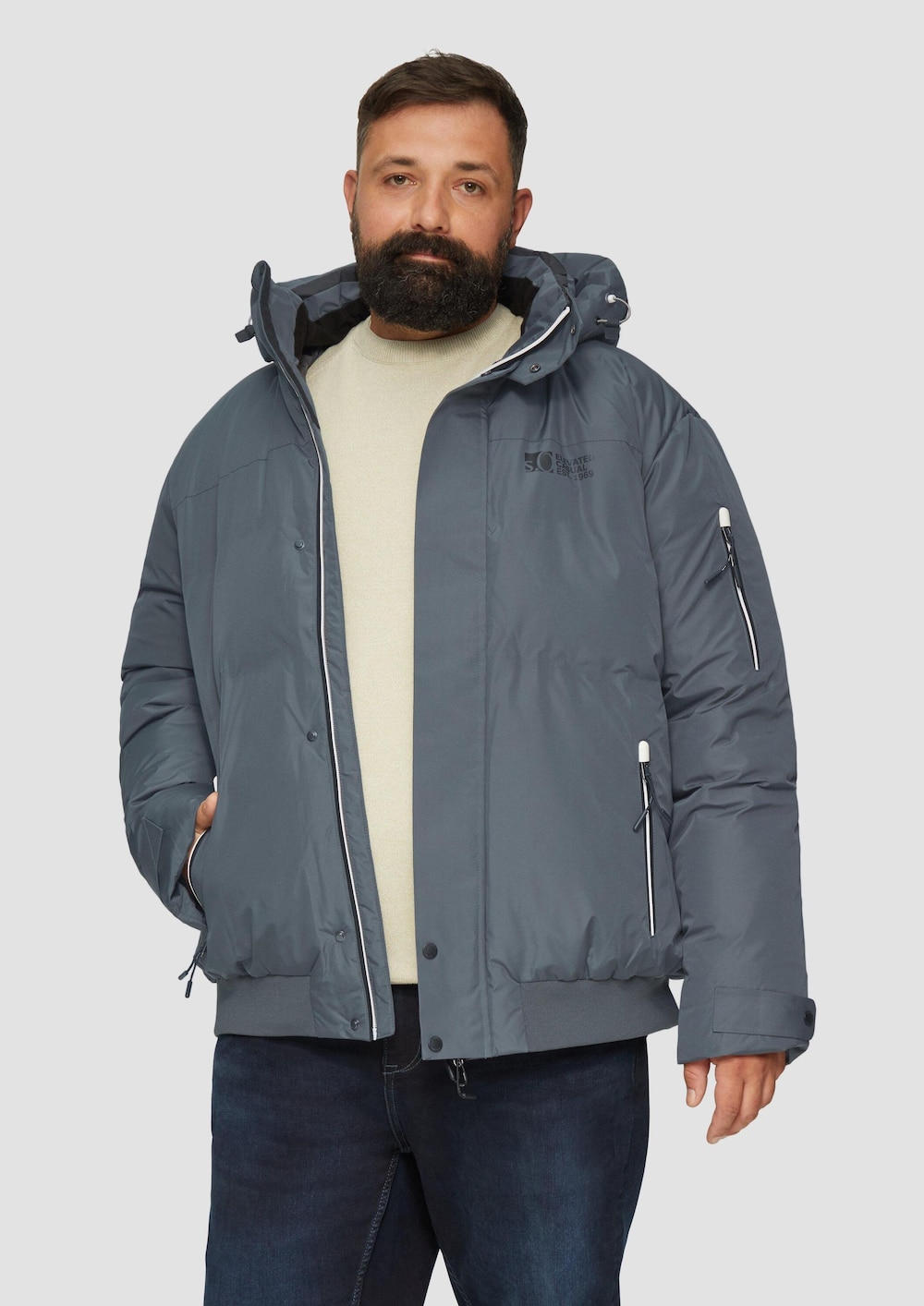 Wasserabweisender wattierter Blouson mit Kontrast-Details