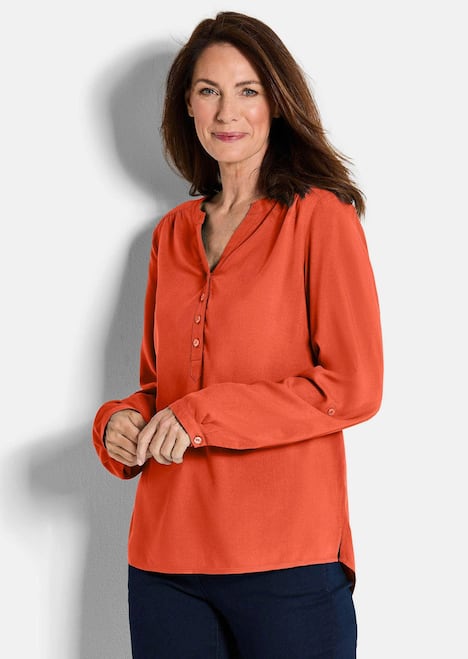 Bluse Langarm Businessbluse mit V-Ausschnitt