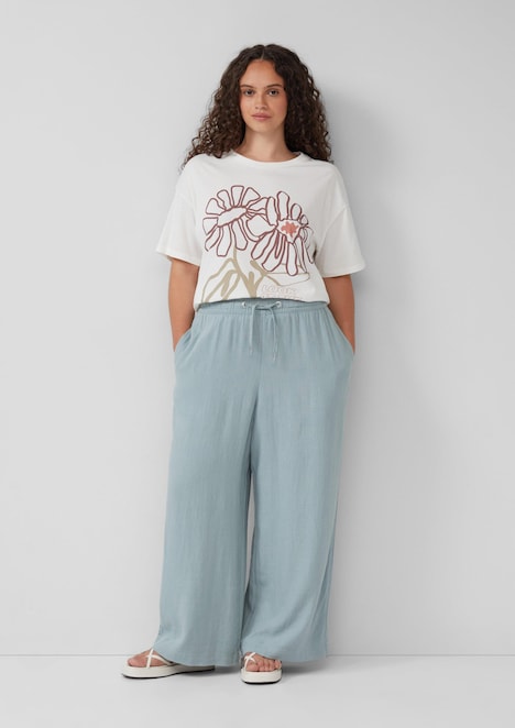 Wide Leg-Hose aus Leinenmix