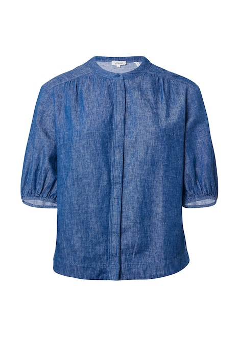 Relaxed-Fit-Bluse aus Leinenmix mit Raff-Details