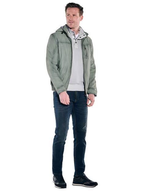 engbers Herren Lederjacke mit abnehmbarer Kapuze , Hellgruen