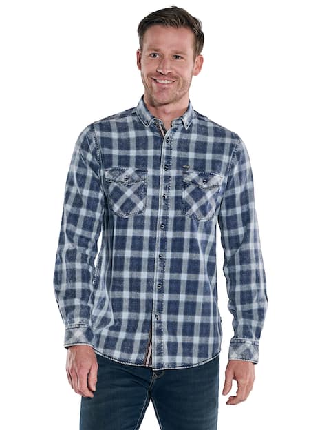 engbers Herren Langarm-Hemd aus Twill , Indigoblau